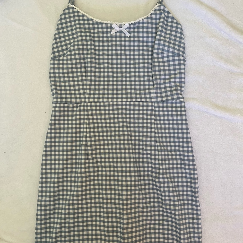 Gingham blue and white mini dress